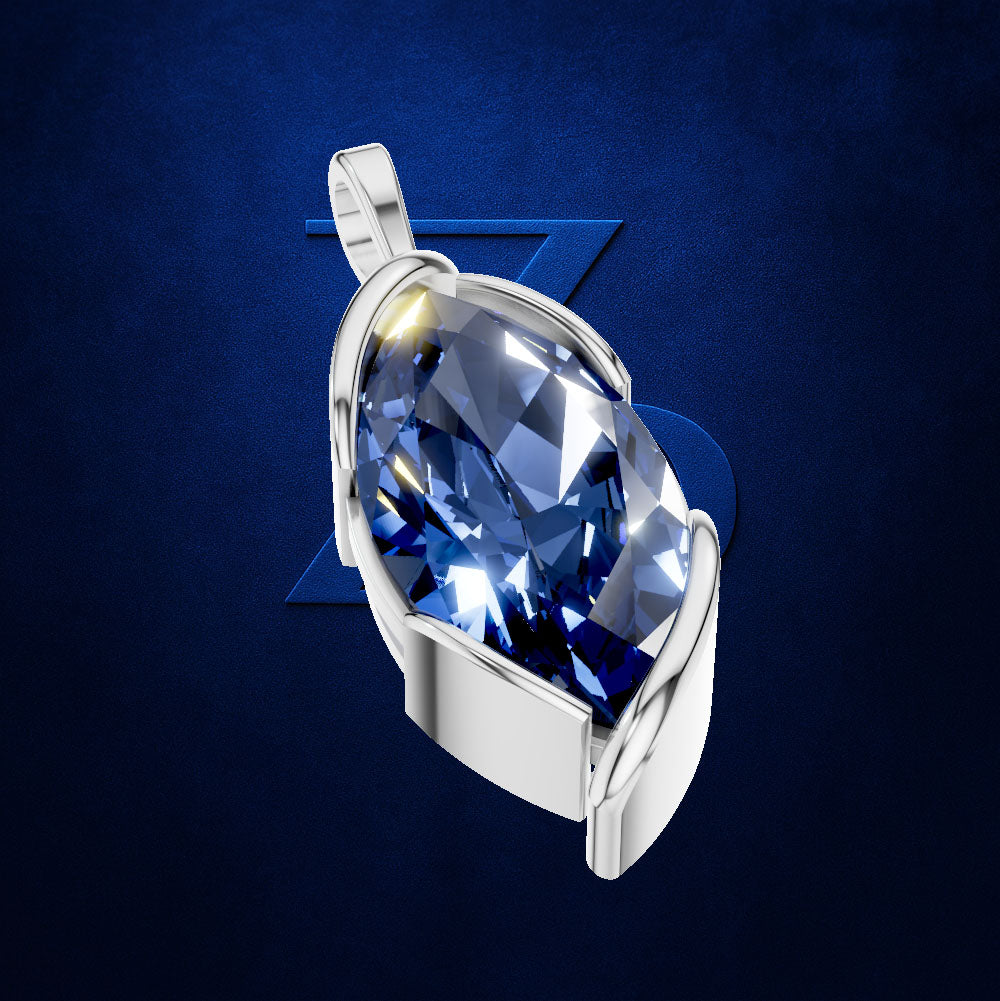 Marquise London Blue Topaz Pendant with East West Bezel Setting