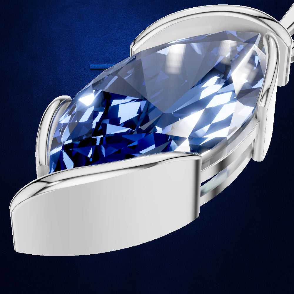 Marquise London Blue Topaz Pendant with East West Bezel Setting