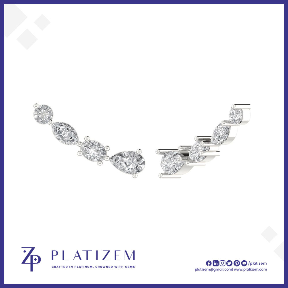 Multi Shape Diamond Ear Climber Earrings for Women