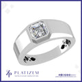 Asscher Cut Diamond Ring in a Bezel Setting on a Wide Polished Band