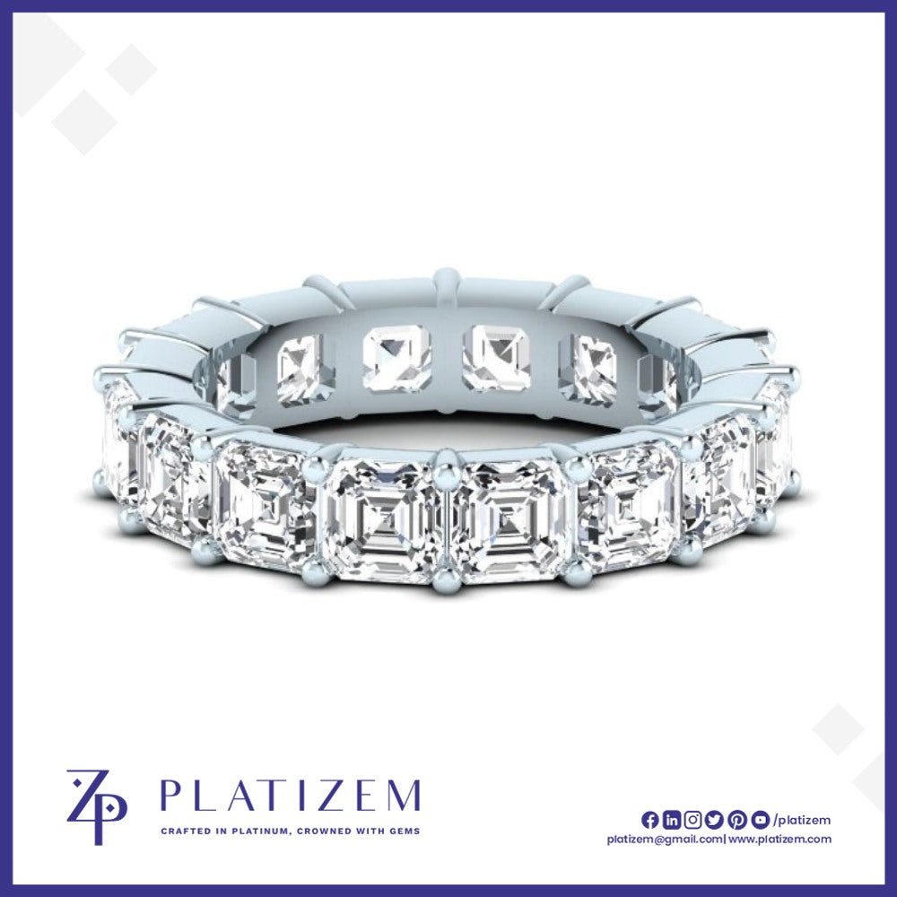 Asscher Cut Diamond Eternity Band with Prong Set Stones