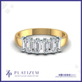 Emerald Cut Five Stone Diamond Ring with Polished Band