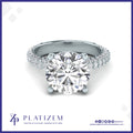 Round Diamond Ring with Triple Row Pave Shoulders