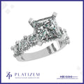 Princess Cut Diamond Ring with Scalloped Shank for Women