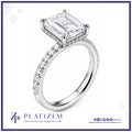 Radiant Cut Solitaire Ring with Pave Diamond Band