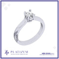 Platinum Round Diamond Solitaire Ring with Channel Set Accents