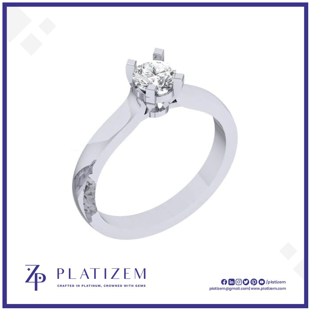 Platinum Round Diamond Solitaire Ring with Channel Set Accents