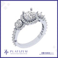 2 Carat Cushion Diamond Three Stone Halo Ring for Women