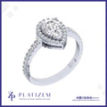 Pear Shaped Diamond Halo Ring with Pave Band for Women
