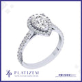 Pear Shaped Halo Engagement Ring with Pave Band
