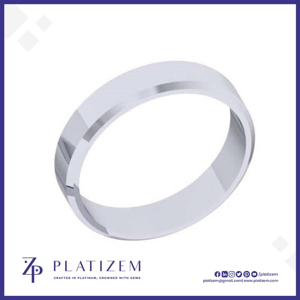 Flat Wedding Band with Beveled Edges and a Polished Center Finish