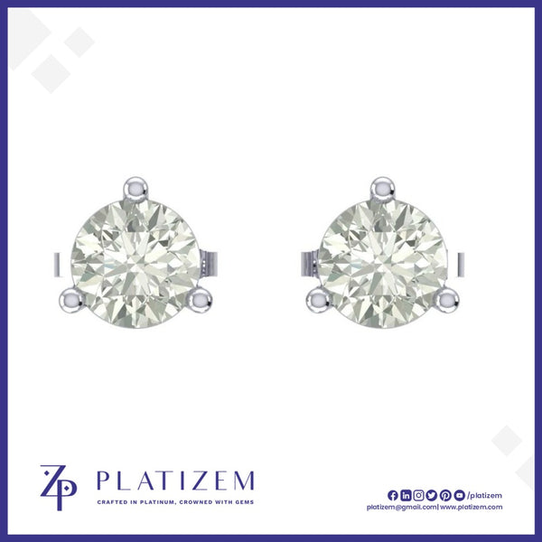 Round Diamond Three Prong Martini Stud Earrings for Women