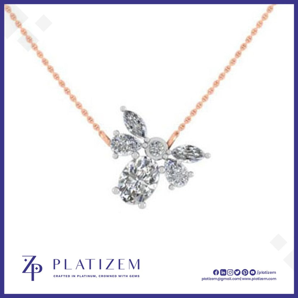 Floral Cluster Lab Diamond Pendant Necklace