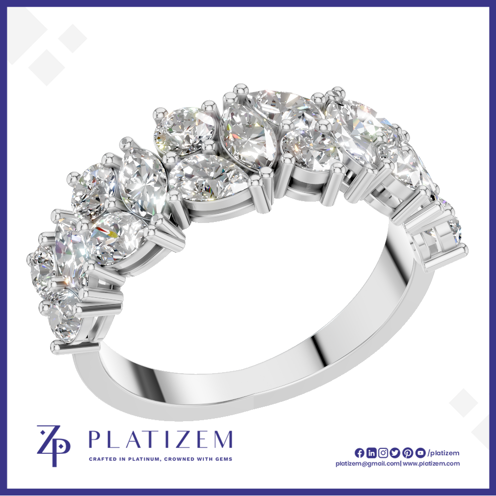 Two Tone Multi Shape Diamond Cluster Ring