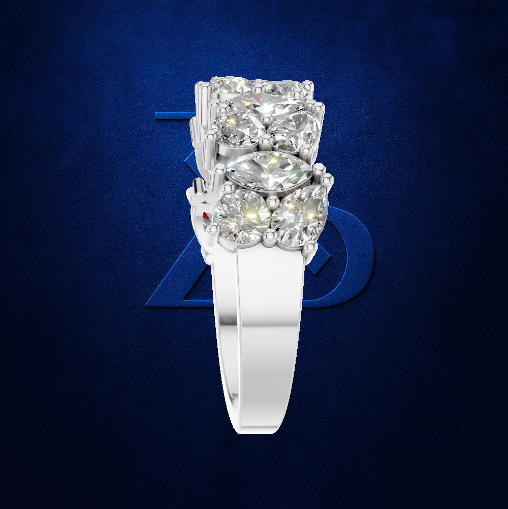 Two Tone Multi Shape Diamond Cluster Ring