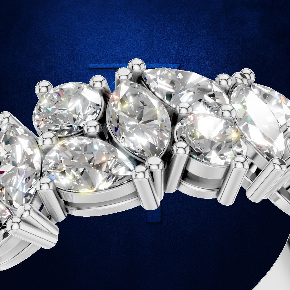 Two Tone Multi Shape Diamond Cluster Ring