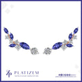 Blue Marquise Diamond Ear Climber Earrings