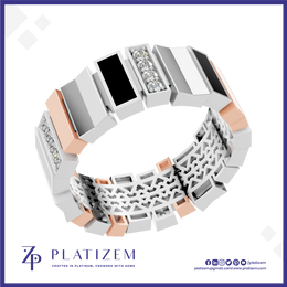 Gold and Platinum Lab Grown Diamond Ring for Men