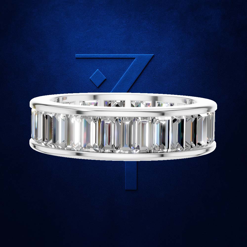 Baguette Cut Eternity Diamond Wedding Band for Men