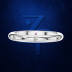 Flush Set Diamond Wedding Band Ring for Women with Pink Stone Accent