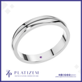 Grooved Wedding Band Ring for Men with Hidden Gemstone Accent
