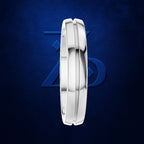 Grooved Wedding Band Ring for Men with Hidden Gemstone Accent