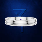 Grooved Wedding Band Ring for Men with Hidden Gemstone Accent