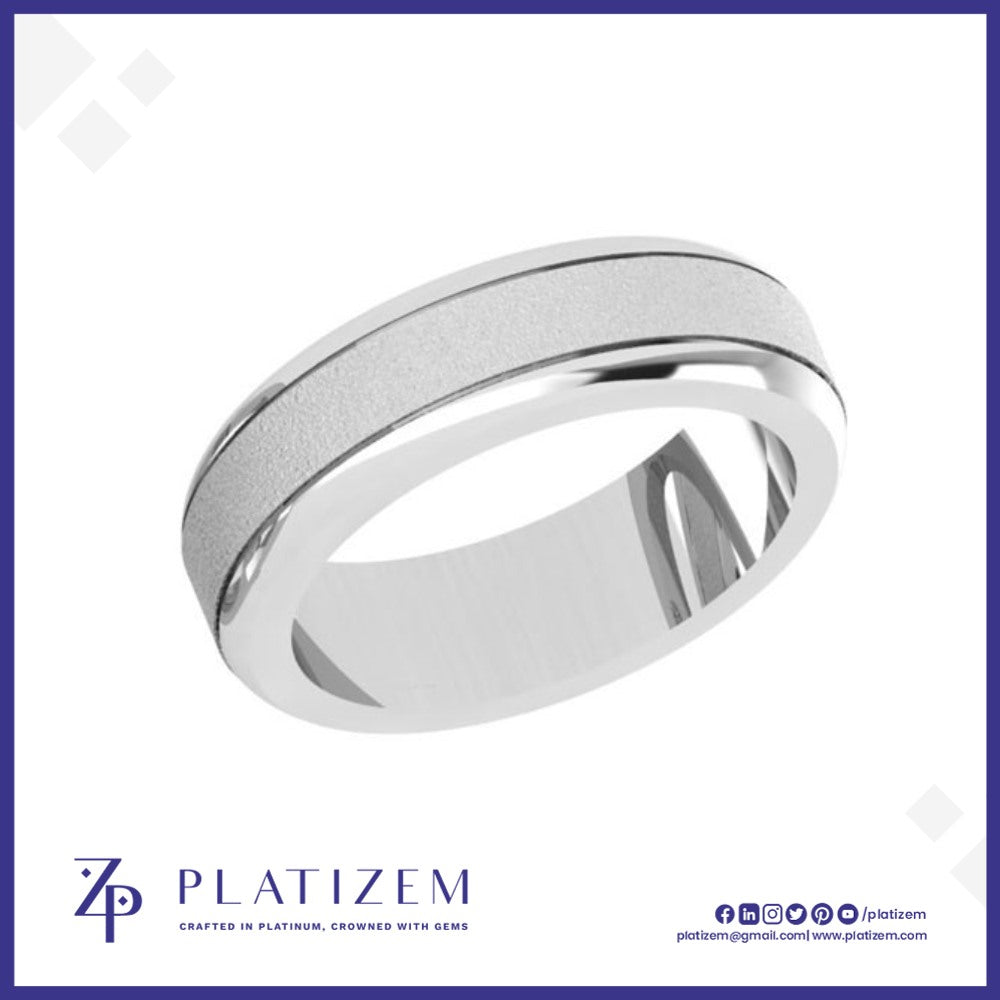 Brushed Finish Wedding Band with a Polished Groove Down the Center