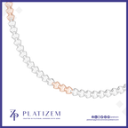 A close-up of a chain bracelet or necklace with repeating star-shaped links, shown on a white background with the brand name PLATIZEM at the bottom. The chain is primarily silver-toned with a small section of rose-gold-toned links.