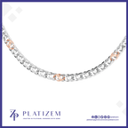 A silver-toned curb link chain necklace with alternating rose gold oval links, displayed against a white background with the Platizem brand logo at the bottom.