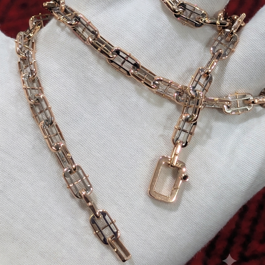 Bold Platinum Link Chain Necklace with Texture