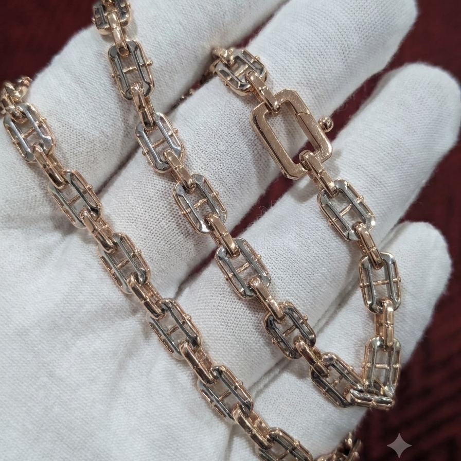 Bold Platinum Link Chain Necklace with Texture
