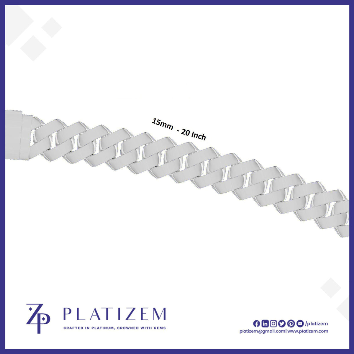 Chunky 15mm Sterling Silver Curb Cuban Link Chain with Textured Detail