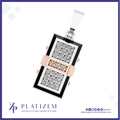 A rectangular pendant necklace with a silver-toned frame, black inlay, and two diamond-encrusted square panels separated by a rose gold center bar. The pendant is shown on a white background with the brand name 'PLATIZEM' at the bottom.