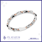 A silver-toned geometric bracelet with rose gold accents and clear stones, displayed on a white background with the brand logo 'PLATIZEM' at the bottom.