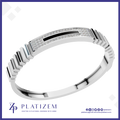 A silver-toned geometric ring with a central black inlay and rows of clear stones, shown on a white background with the Platizem brand logo at the bottom.