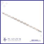 A slim white LED light strip with multiple rose gold/copper-colored lenses, shown diagonally on a white background with a blue border and the Platizem brand logo at the bottom.
