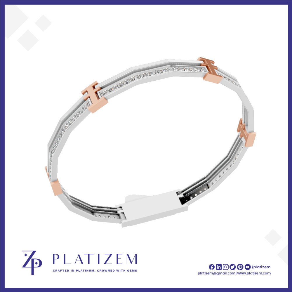 A slim white band bracelet with rose gold accent clasp details, displayed on a clean white background with the brand logo 'PLATIZEM' at the bottom.