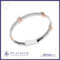 A slim white band bracelet with rose gold accent clasp details, displayed on a clean white background with the brand logo 'PLATIZEM' at the bottom.