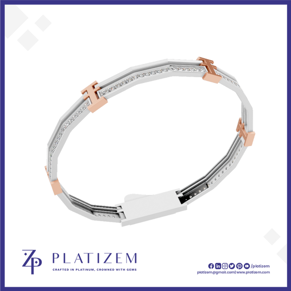 A slim white band bracelet with rose gold accent clasp details, displayed on a clean white background with the brand logo 'PLATIZEM' at the bottom.