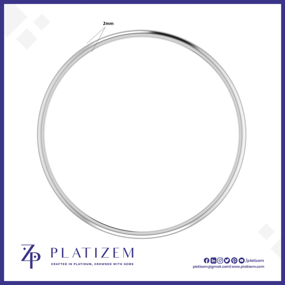 PT950 Platinum Bangle 4mm Minimalist Plain Platinum Bangle for Men and Women