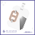 A white geometric pendant charm featuring a stylized letter 'H' outlined in rose gold and set with clear crystals, alongside black and white radiating stripes, shown on a white background with the brand name 'PLATIZEM' at the bottom.