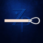 A pale blush pink leather strap with a silver metal ring and a matching blue embossed ZPD logo in the background.