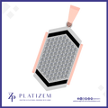 An octagonal pendant necklace featuring a silver-toned pavé diamond center, bordered by black inlay and rose gold-toned side panels, with a matching rose gold bail. The brand logo 'PLATIZEM' is visible at the bottom.