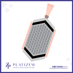 An octagonal pendant necklace featuring a silver-toned pavé diamond center, bordered by black inlay and rose gold-toned side panels, with a matching rose gold bail. The brand logo 'PLATIZEM' is visible at the bottom.