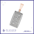 A rectangular pendant necklace with a silver-toned frame and a pavé-set clear stone center, accented by a wavy line and a rose-gold-toned bail. The brand name 'PLATIZEM' is visible at the bottom of the image.
