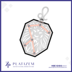 A silver-toned octagonal pendant charm featuring a cutout lion head design and a constellation pattern made of rose gold bars with clear gemstone connectors, shown on a white background with the brand name PLATIZEM at the bottom.
