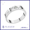 A polished silver-toned ring with a small six-stone diamond cluster setting, displayed on a white background with a blue border and the brand name PLATIZEM at the bottom.