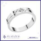A polished silver-toned ring with a small six-stone diamond cluster setting, displayed on a white background with a blue border and the brand name PLATIZEM at the bottom.