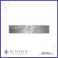 Mens Grooved Diamond Wedding Band with Flush Set Stones